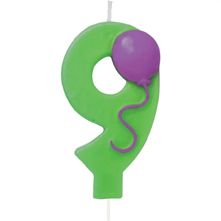 Number 9 Balloon Birthday Candle