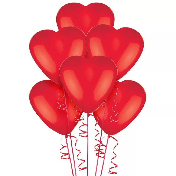 Balloon Bundle, 12" Red Hearts (Latex) • Bundle of 6