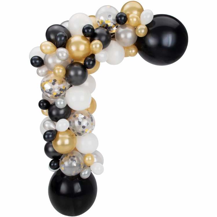 Balloon Garland Kit • 10' Black/Gold/Silver/White