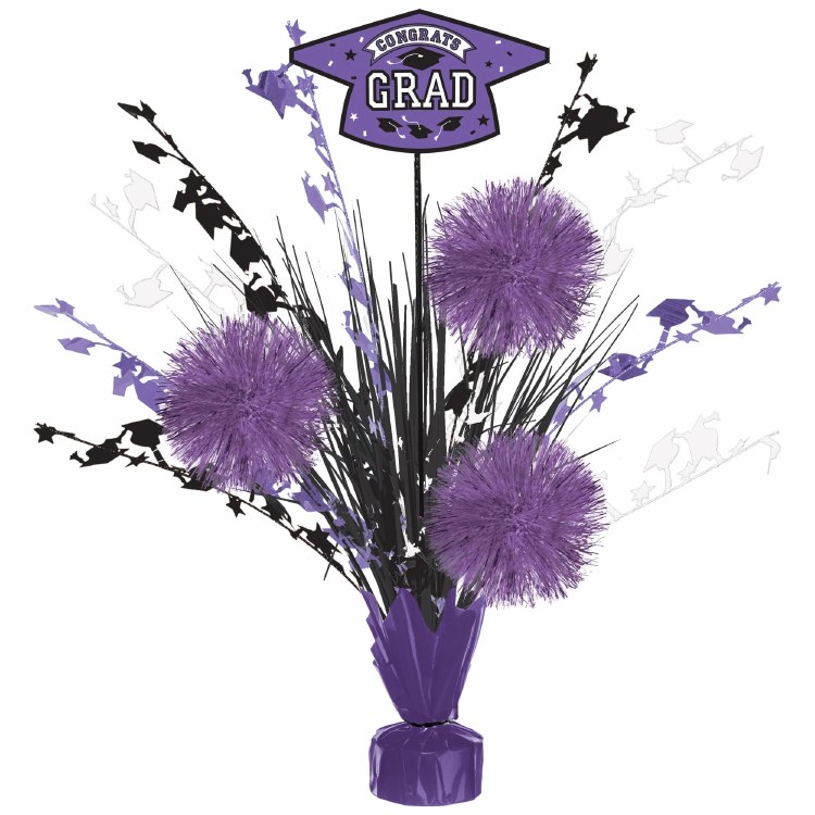 Grad Tinsel Burst Centerpiece Purple