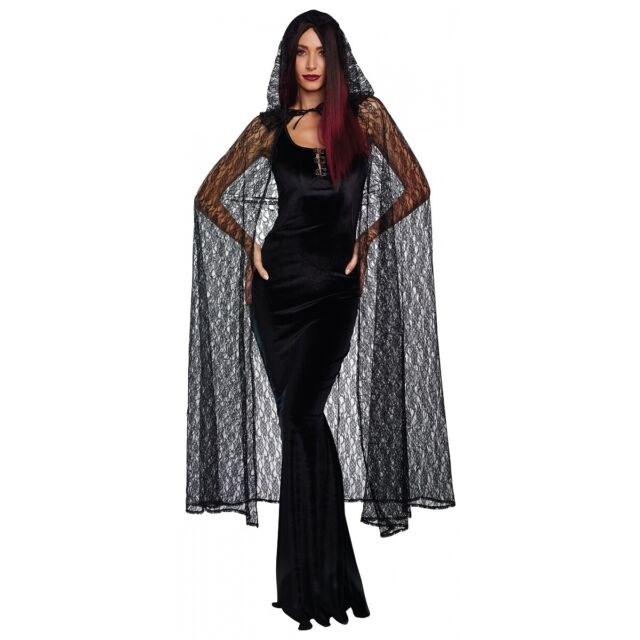 Cape Hooded Lace Black OS