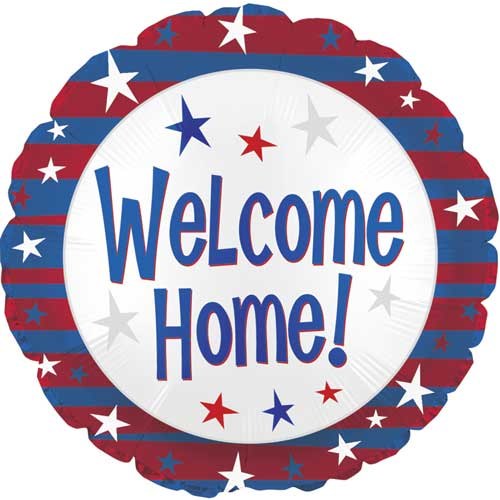 Welcome Home, Patriotic Round • Standard Size 18" Mylar Helium Balloon