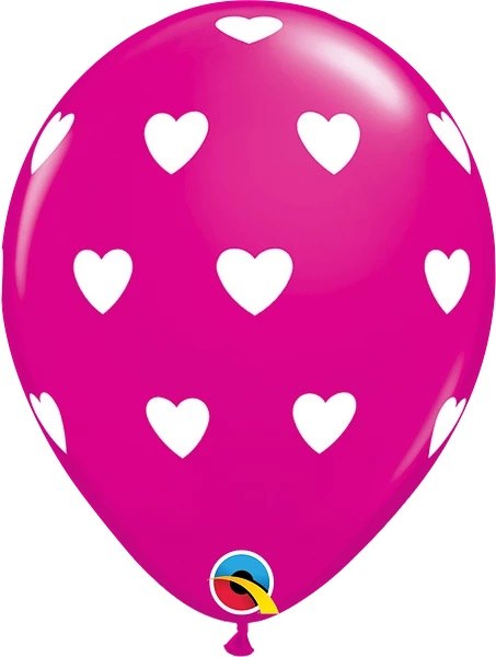 11" Big Hearts Latex Helium Balloon • Wild Berry