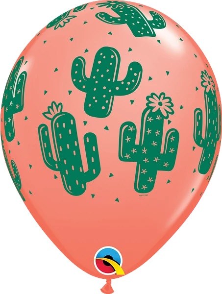 Cactus Fiesta 11" Latex Helium Balloon • Coral