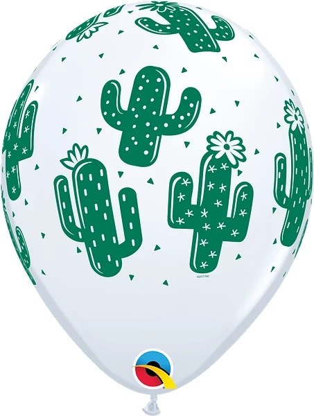 Cactus Fiesta 11" Latex Helium Balloon • White
