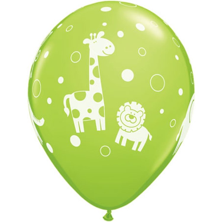 Jungle, Safari • Cute Jungle Print 11" Latex Helium Balloon • Lime