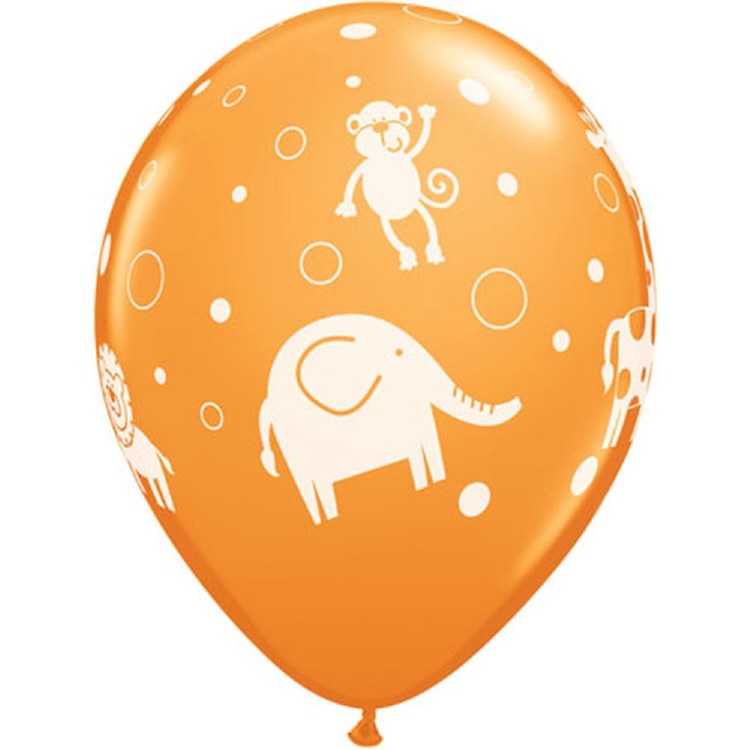 Jungle, Safari • Cute Jungle Print 11" Latex Helium Balloon • Orange