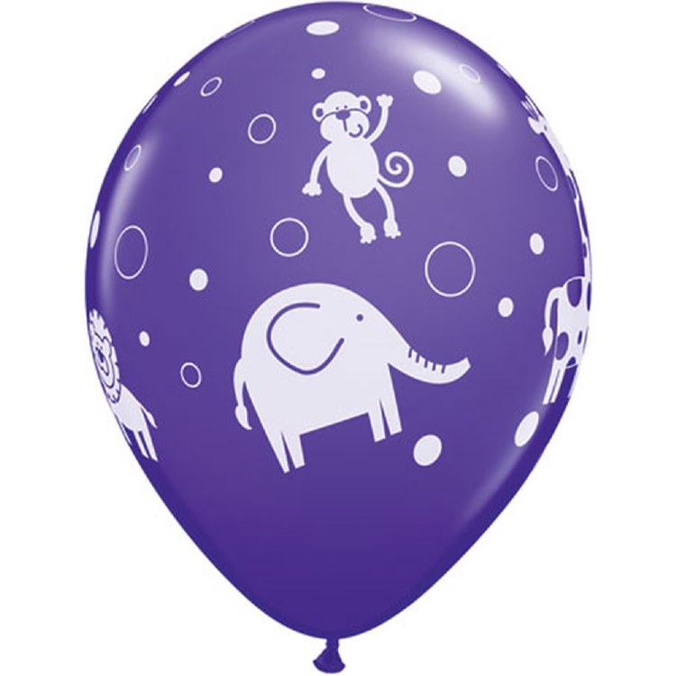 Jungle, Safari • Cute Jungle Print 11" Latex Helium Balloon • Pruple Violet
