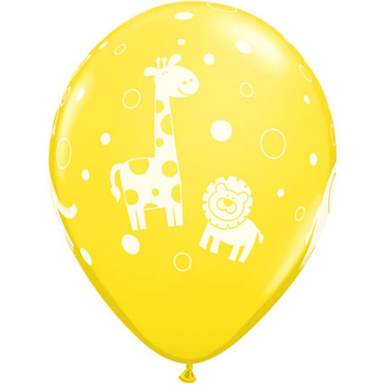 Jungle, Safari • Cute Jungle Print 11" Latex Helium Balloon • Yellow