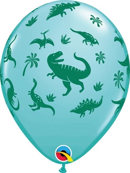 Dinosaur Print, 11" Latex Helium Balloon • Caribbean Blue