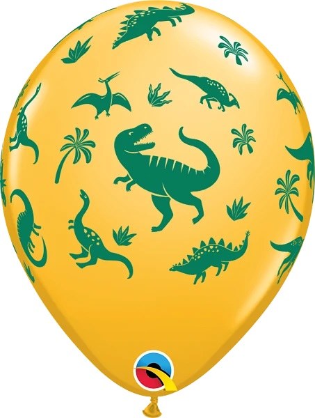 Dinosaur Print, 11" Latex Helium Balloon • Goldenrod