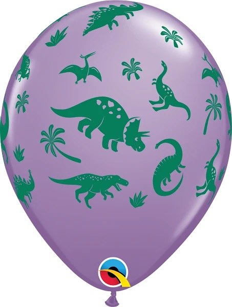Dinosaur Print, 11" Latex Helium Balloon • Lilac