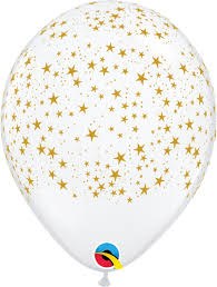 11" Confetti Print Gold Stars Latex Helium Balloon (ONLY LASTS DAY OF PICK UP)