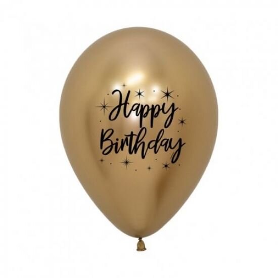 11" Happy Birthday Reflex Latex Helium Balloon • Gold