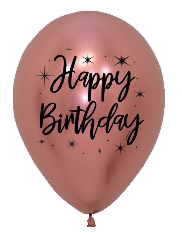 11" Happy Birthday Reflex Latex Helium Balloon • Rose Gold