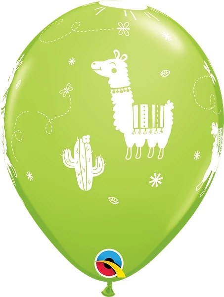 Farm • Llama Print, Lime Green • 11" Latex Helium Balloon