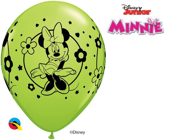Minnie Mouse, Flowers Print 11" Latex Helium Balloon • Lime