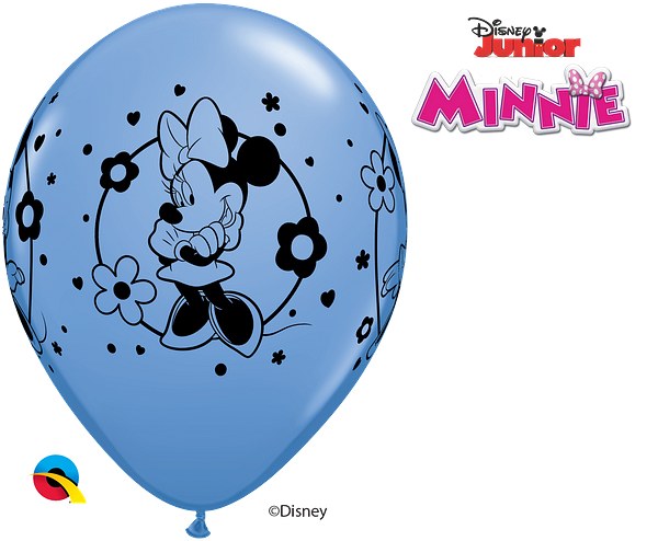 Minnie Mouse, Flowers Print 11" Latex Helium Balloon • Periwinkle