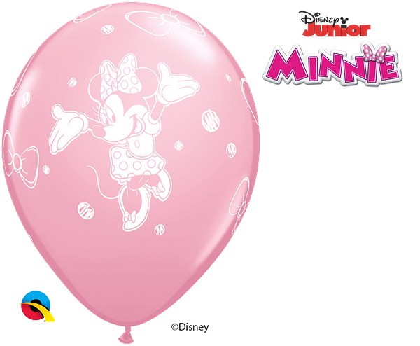 Minnie Mouse, Bows Print 11" Latex Helium Balloon • Light Pink