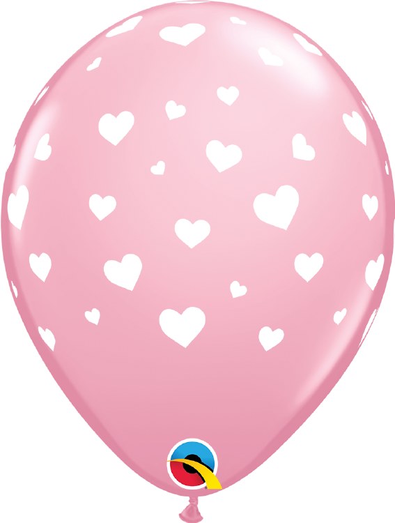 11" Random Hearts Latex Helium Balloon • Light Pink
