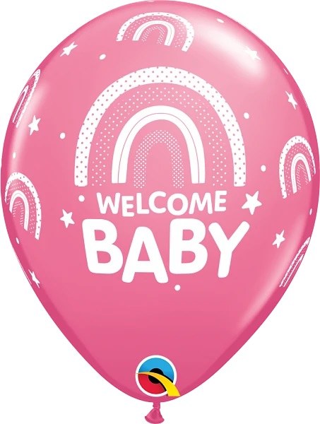 Boho Rainbow, Welcome Baby • Rose • 11" Latex Helium Balloon