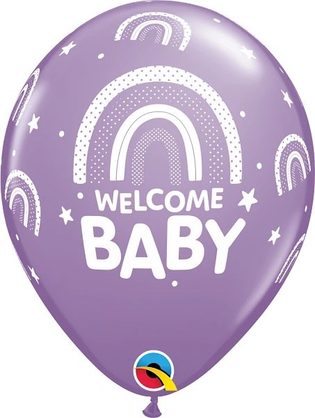 Boho Rainbow, Welcome Baby • Lilac • 11" Latex Helium Balloon