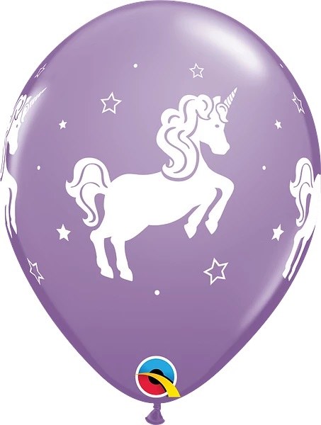 Unicorn • Whimsical Print 11" Latex Helium Balloon • Lilac