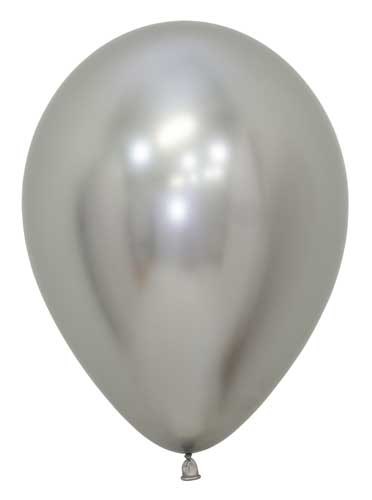 11" Solid Latex Helium Balloon • Neutral, Silver Reflex