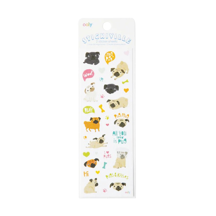 Sticker Sheets Pugs 2pk