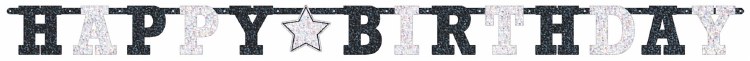 Banner Happy Birthday Black/White