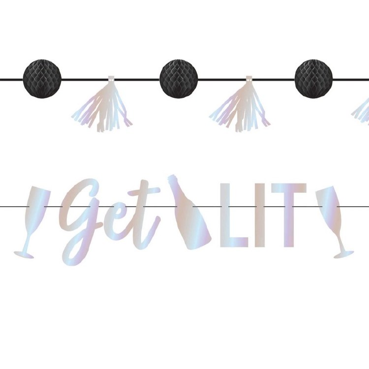 Banner Get Lit Disco Ball Drop