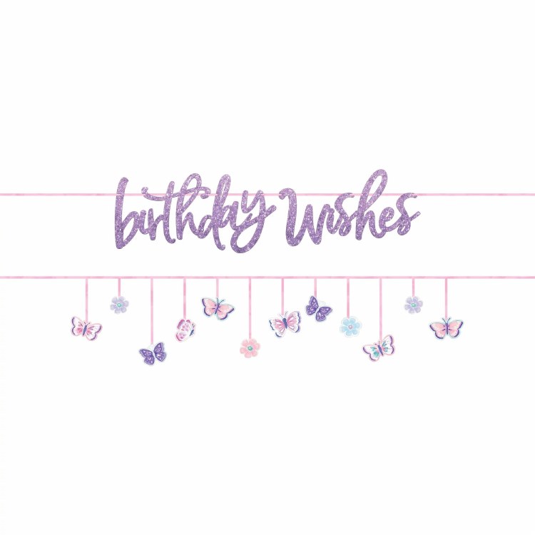Flutter Butterfly Happy Birthday Banner Kit