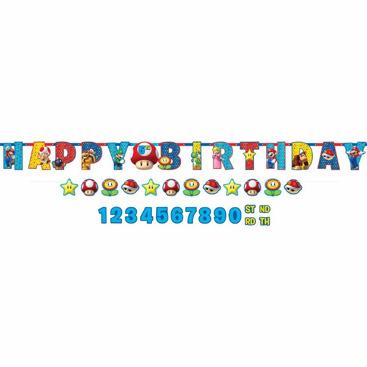 Super Mario BDay Banner Kit