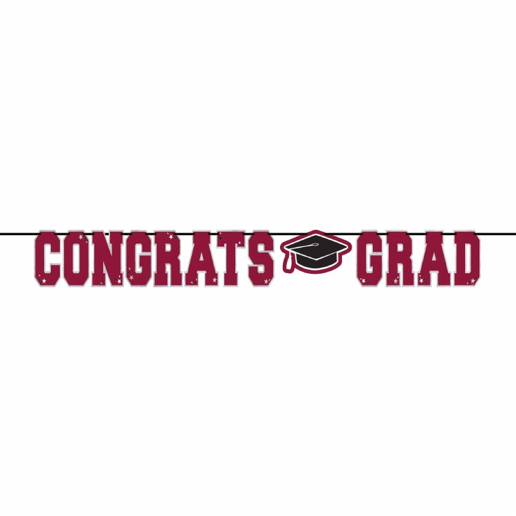 Grad Foil Lttr Banner Maroon