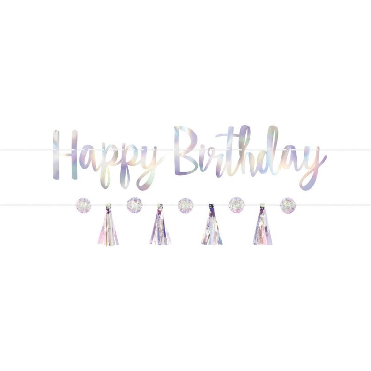 Luminous Happy Birthday Iridescent Banner Kit