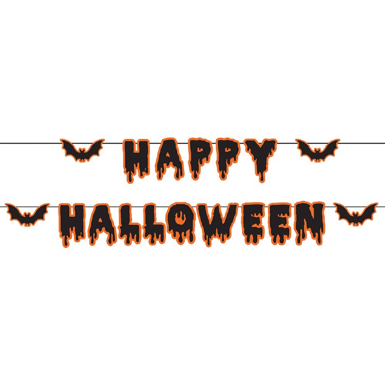 Classic Black &amp; Orange Happy Halloween Banner