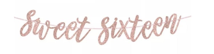 Sweet Sixteen Banner Rose Gold