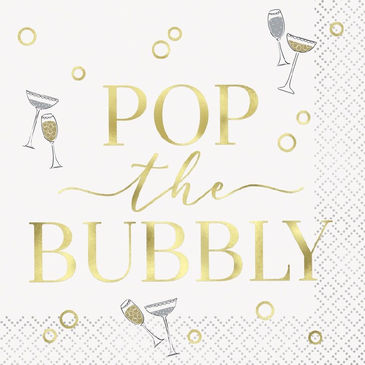Pop The Bubbly Bev Napkin 16ct