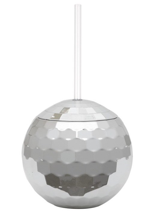 Disco Ball Cup w/ Straw Silver