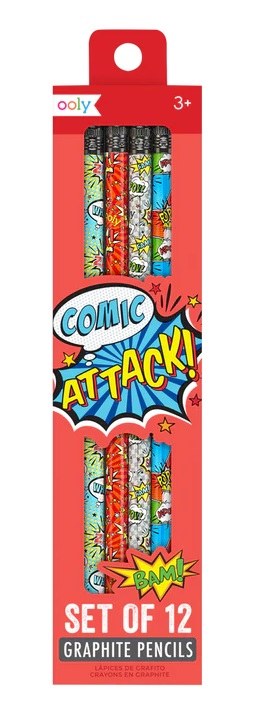 Comic Attack Graphite Pencils ~ 12 Pack