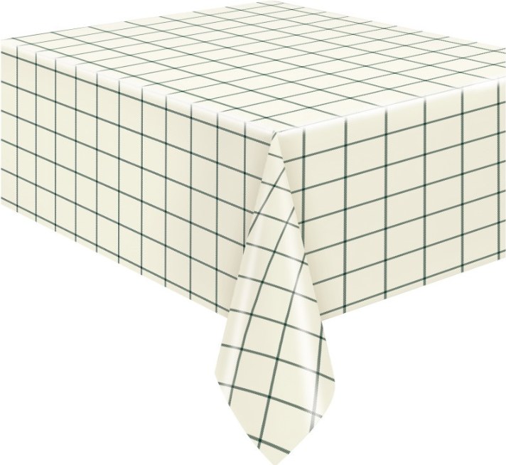 Gingham Vinyl Tablecover Cr/Gr