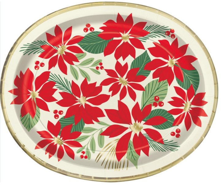Holly Oval 12" Plates 8ct