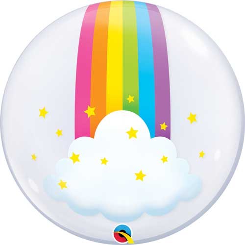 Rainbow, Deco Bubble • Jumbo 24" Plastic, Non Foil Helium Balloon