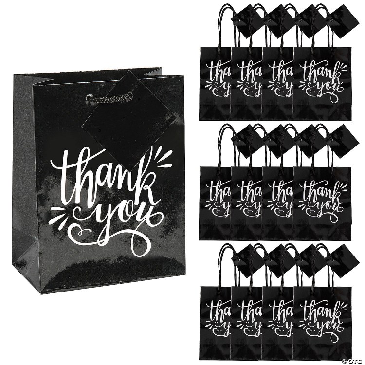 Thank You Bag Small B/W 12ct