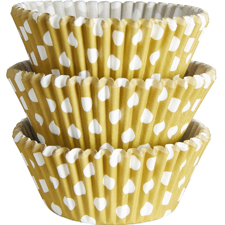 Baking Cups Gold Dots