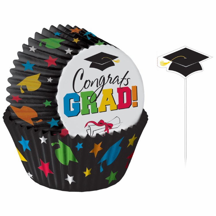 Grad Baking Cups &amp; Picks 48pk
