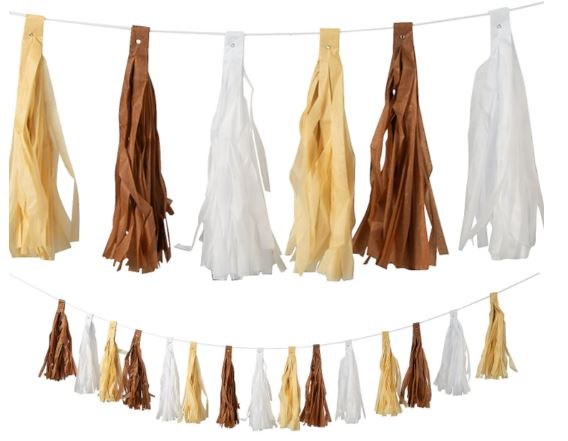 Tissue Tassel Garland Earthy Neutral Tones