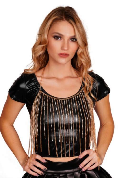 Body Chain Gold and Rhinestone