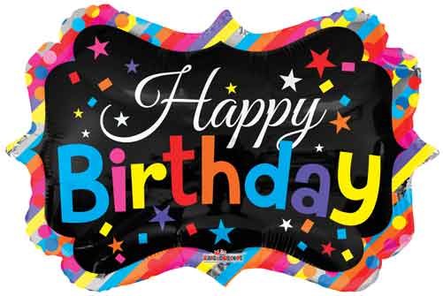 Colorful Bright Marquee Happy Birthday • Jumbo 28" Mylar Helium Balloon