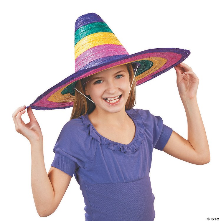 Kids Rainbow Straw Sombrero